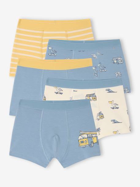 Set van 5 stretch boxershorts voor jongens hemelsblauw - vertbaudet enfant 
