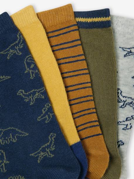 Lot de 5 paires de chaussettes dinosaures garçon vert d'eau - vertbaudet enfant 