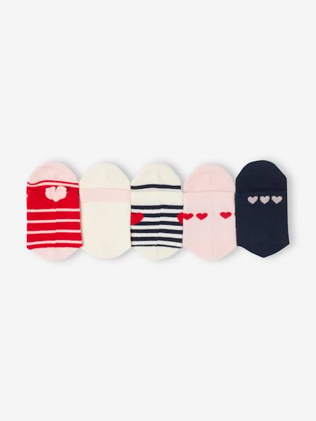 Lot de 5 paires de mi-chaussettes coeurs fille rouge - vertbaudet enfant 