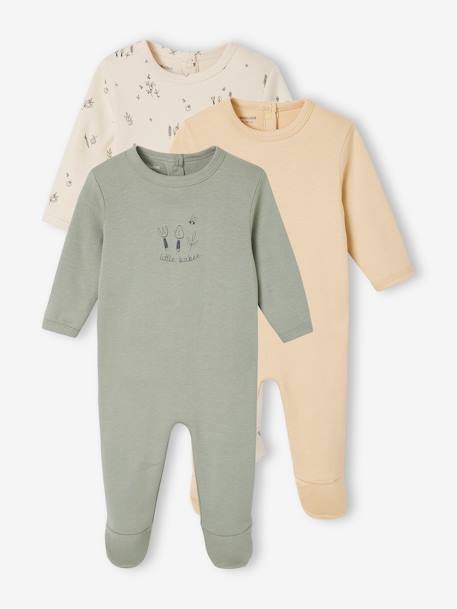 Lot de 3 pyjamas bébé mixtes Basics vert - vertbaudet enfant 