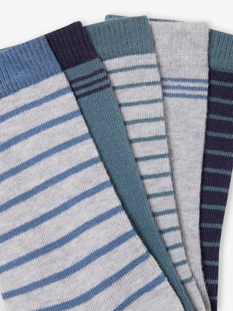 Set van 5 paar gestreepte BASICS sokken voor jongens gemêleerd grijs - vertbaudet enfant 