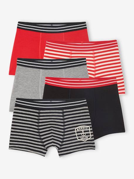 Lot 5 boxers Sailor garçon rouge - vertbaudet enfant 