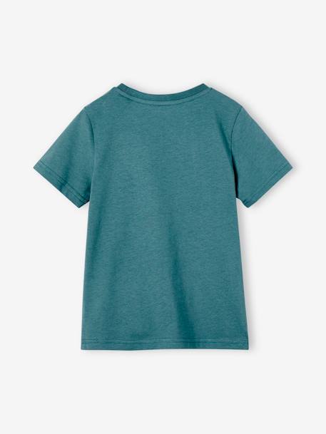 T-shirt Basics garçon imprimé devant blanc chiné+bleu+bleu pétrole+turquoise - vertbaudet enfant 