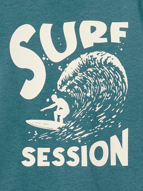 Basics jongensshirt met print op de voorkant blauw+gemêleerd wit+petrolblauw+turquoiseblauw - vertbaudet enfant 