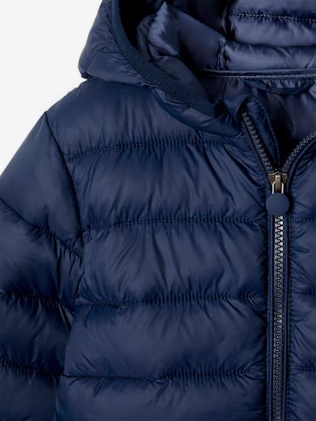 Doudoune garçon légère à capuche bleu+bleu jean+marine+noir+noisette+noix de pécan+rouge+vert émeraude - vertbaudet enfant 