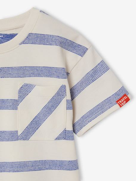 T-shirt garçon épais effet gauffré rayé blanc - vertbaudet enfant 