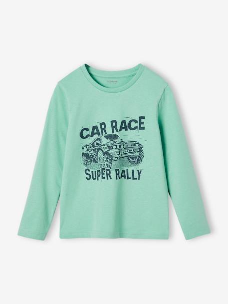 Tee-shirt imprimé garçon manches longues bleu moyen+bleu nuit+écru+vert d'eau - vertbaudet enfant 