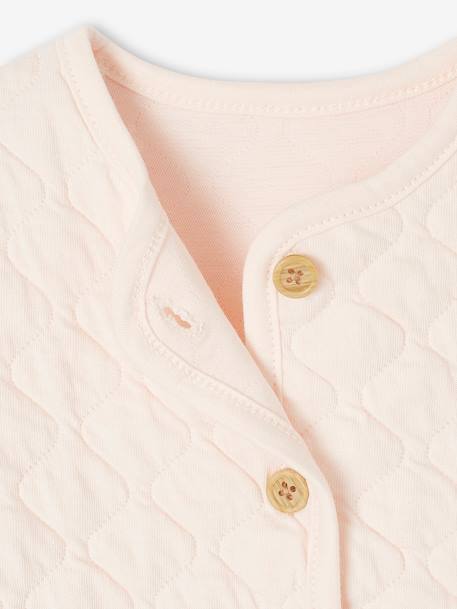 Gilet bébé matelassé en gaze de coton double face rose pâle - vertbaudet enfant 
