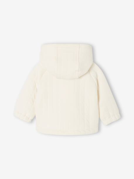 Fleece gewatteerd vestje met capuchon voor pasgeborene ecru - vertbaudet enfant 