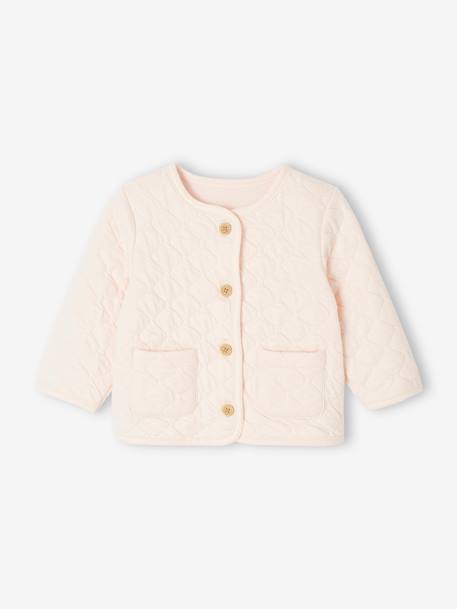 Gilet bébé matelassé en gaze de coton double face rose pâle - vertbaudet enfant 