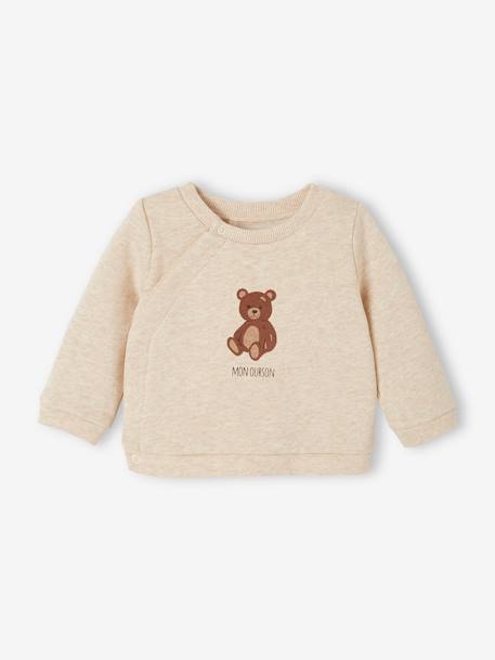 Ensemble naissance ours brassière et pantalon beige chiné - vertbaudet enfant 