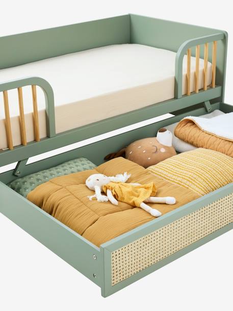 Lit enfant 70x140 cm avec tiroir en cannage LIGNE POESIE vert - vertbaudet enfant 
