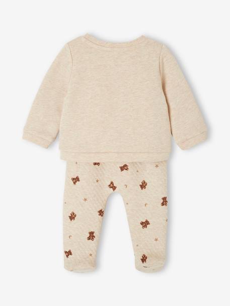Ensemble naissance ours brassière et pantalon beige chiné - vertbaudet enfant 