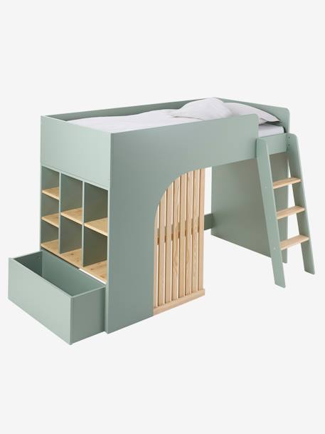 Hoogslaper voor kinderen met opbergruimte Playful groen - vertbaudet enfant 