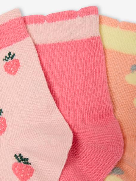 Lot de 3 paires de mi-chaussettes fruits fille rose - vertbaudet enfant 