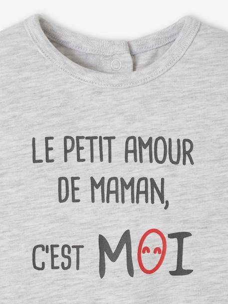 T-shirt met lange mouwen en tekst voor baby's gemêleerd grijs+wit - vertbaudet enfant 