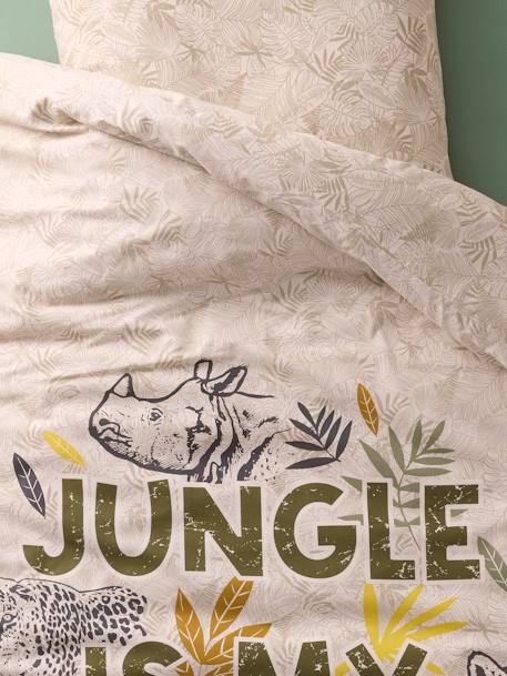 Set dekbedovertrek + kussensloop voor kinderen met gerecycled katoen GREEN JUNGLE groen, bedrukt - vertbaudet enfant 