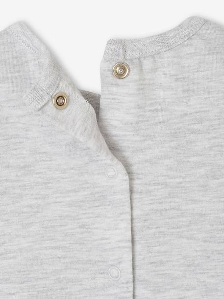 T-shirt bébé à message manches longues blanc+gris chiné - vertbaudet enfant 