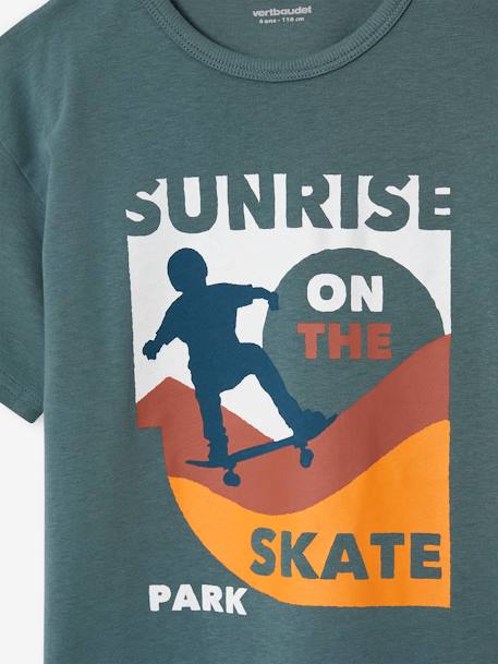 T-shirt garçon motifs graphiques manches courtes blanc+vert d'eau - vertbaudet enfant 