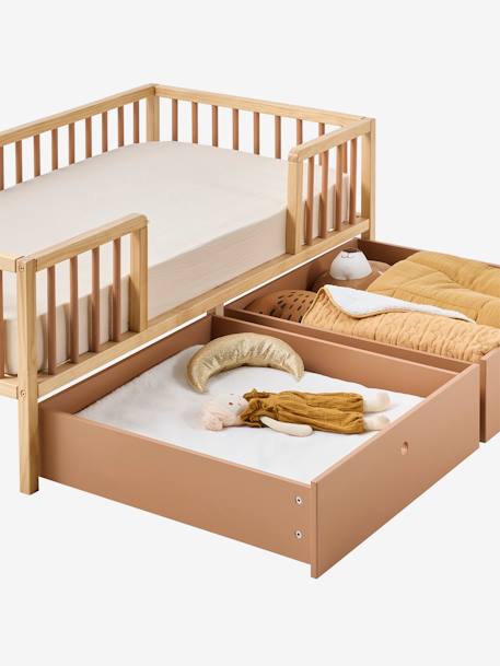 Kinderbed met grote opbergruimte 70x140 cm CACHE-RÊVES kaneel - vertbaudet enfant 