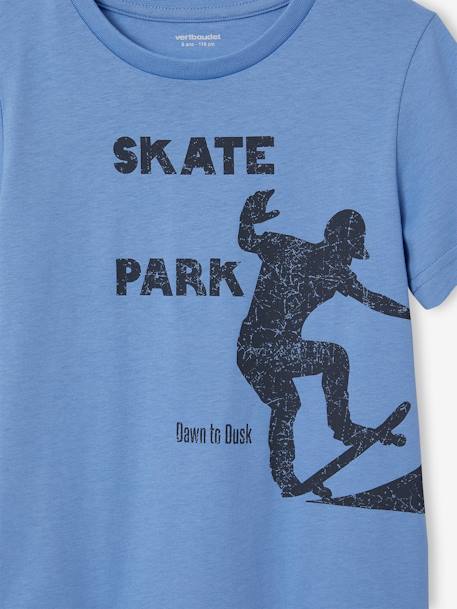 T-shirt Basics garçon imprimé devant blanc chiné+bleu+bleu pétrole+turquoise - vertbaudet enfant 