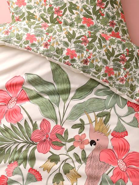 Dekbedovertrekset + kussensloop kind TROPICAL, met gerecycled katoen meerkleurig - vertbaudet enfant 