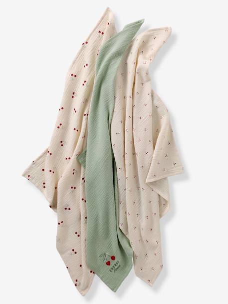 Set met 3  doeken CHERRY beige, bedrukt - vertbaudet enfant 