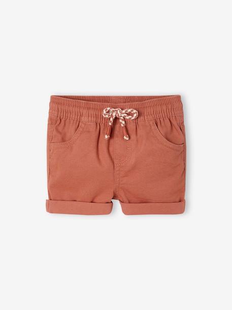 Short bébé garçon en toile taille élastiquée terracotta - vertbaudet enfant 