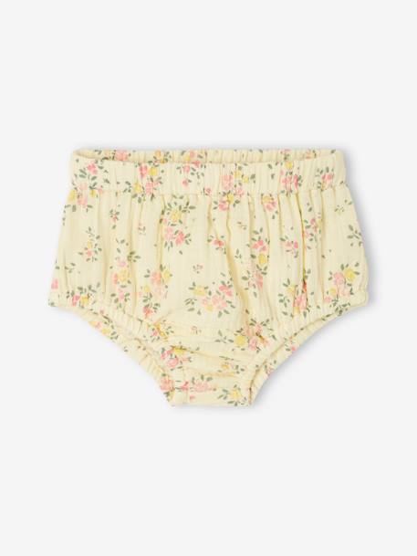 Geboorteset jurkje en broekje met bloemen lichtgeel - vertbaudet enfant 