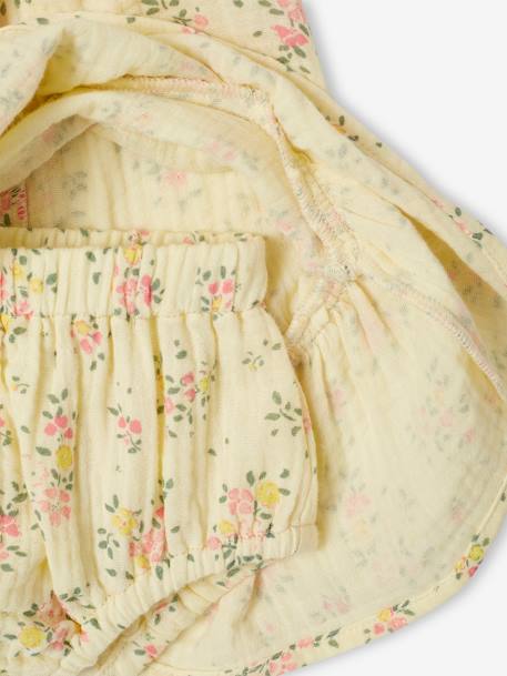 Ensemble fleuri robe et culotte naissance jaune pâle - vertbaudet enfant 