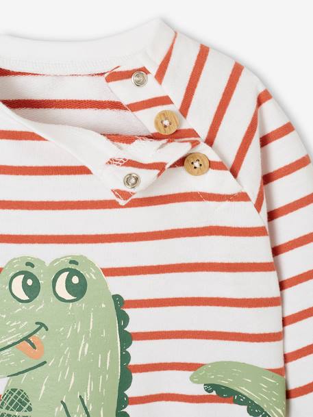 Sweat bébé en molleton bleu grisé+rayé vert+tomette+vert sapin - vertbaudet enfant 