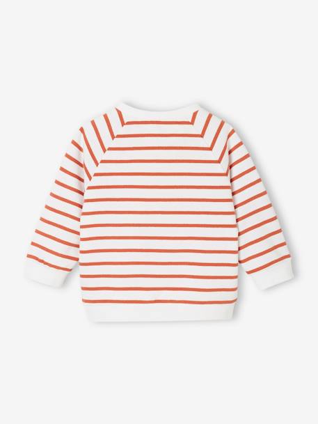 Gestreept sweatshirt van molton baby dennen+grijsblauw+groen, gestreept+terracottategel - vertbaudet enfant 