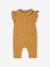 Combinaison bébé fille en gaze de coton manches courtes à volants caramel+vert sauge - vertbaudet enfant 
