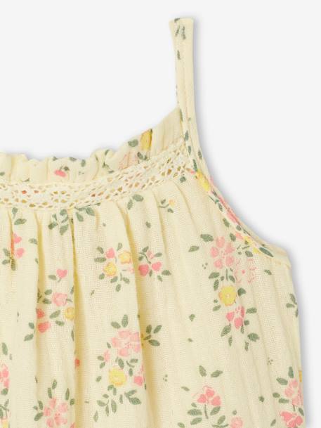 Ensemble fleuri robe et culotte naissance jaune pâle - vertbaudet enfant 