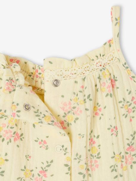 Ensemble fleuri robe et culotte naissance jaune pâle - vertbaudet enfant 