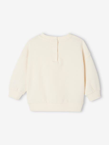 Babysweater met ronde kraag Basics ecru+saliegroen - vertbaudet enfant 