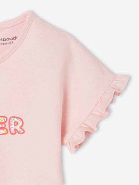 T-shirt voor baby's met boodschap in biologisch katoen lichtroze - vertbaudet enfant 