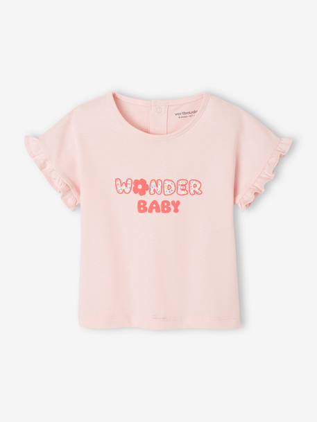 T-shirt voor baby's met boodschap in biologisch katoen lichtroze - vertbaudet enfant 