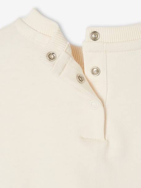 Babysweater met ronde kraag Basics ecru+saliegroen - vertbaudet enfant 
