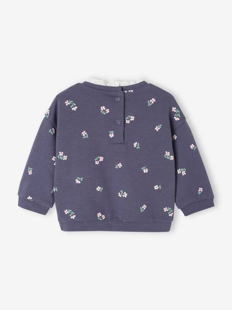 Babysweater met kraag van Engels borduurwerk marineblauw - vertbaudet enfant 