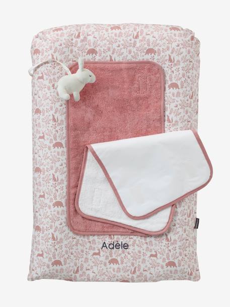 Matelas à langer et 2 tapis de change DANS LES BOIS vert sauge+vieux rose - vertbaudet enfant 