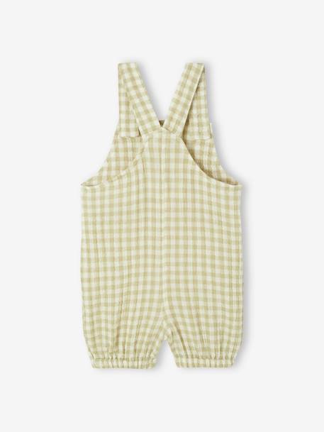 Salopette bébé naissance en gaze de coton doublée beige+denim bleached+vert - vertbaudet enfant 