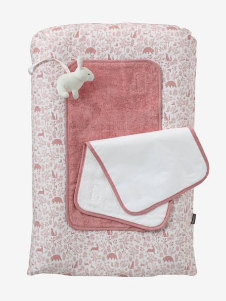 Matelas à langer et 2 tapis de change DANS LES BOIS vert sauge+vieux rose - vertbaudet enfant 