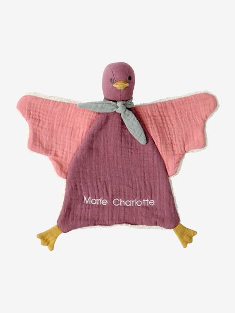 Aanpasbare vogelknuffel van twee materialen met etui rozen - vertbaudet enfant 