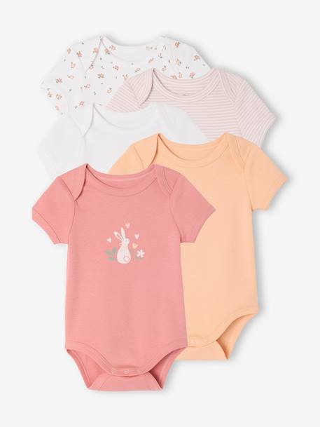 Set van 5 babyrompers met korte mouwen veel wit - vertbaudet enfant 
