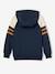 Sweat garçon zippé à capuche sport manches raglan marine+noix de pécan+vert - vertbaudet enfant 