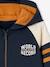 Sweat garçon zippé à capuche sport manches raglan marine+noix de pécan+vert - vertbaudet enfant 