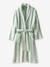 Peignoir de bain adulte mixte rayures TRANSAT capsule famille personnalisable, avec coton recyclé rayé bleu+rayé vert - vertbaudet enfant 