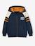 Sweat garçon zippé à capuche sport manches raglan marine+noix de pécan+vert - vertbaudet enfant 