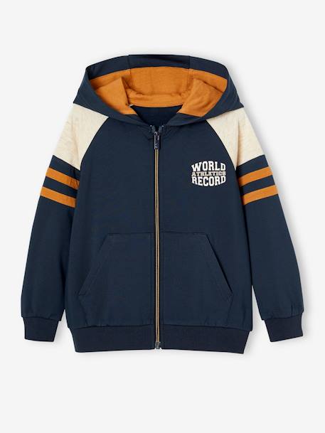 Garçon-Sweat garçon zippé à capuche sport manches raglan 